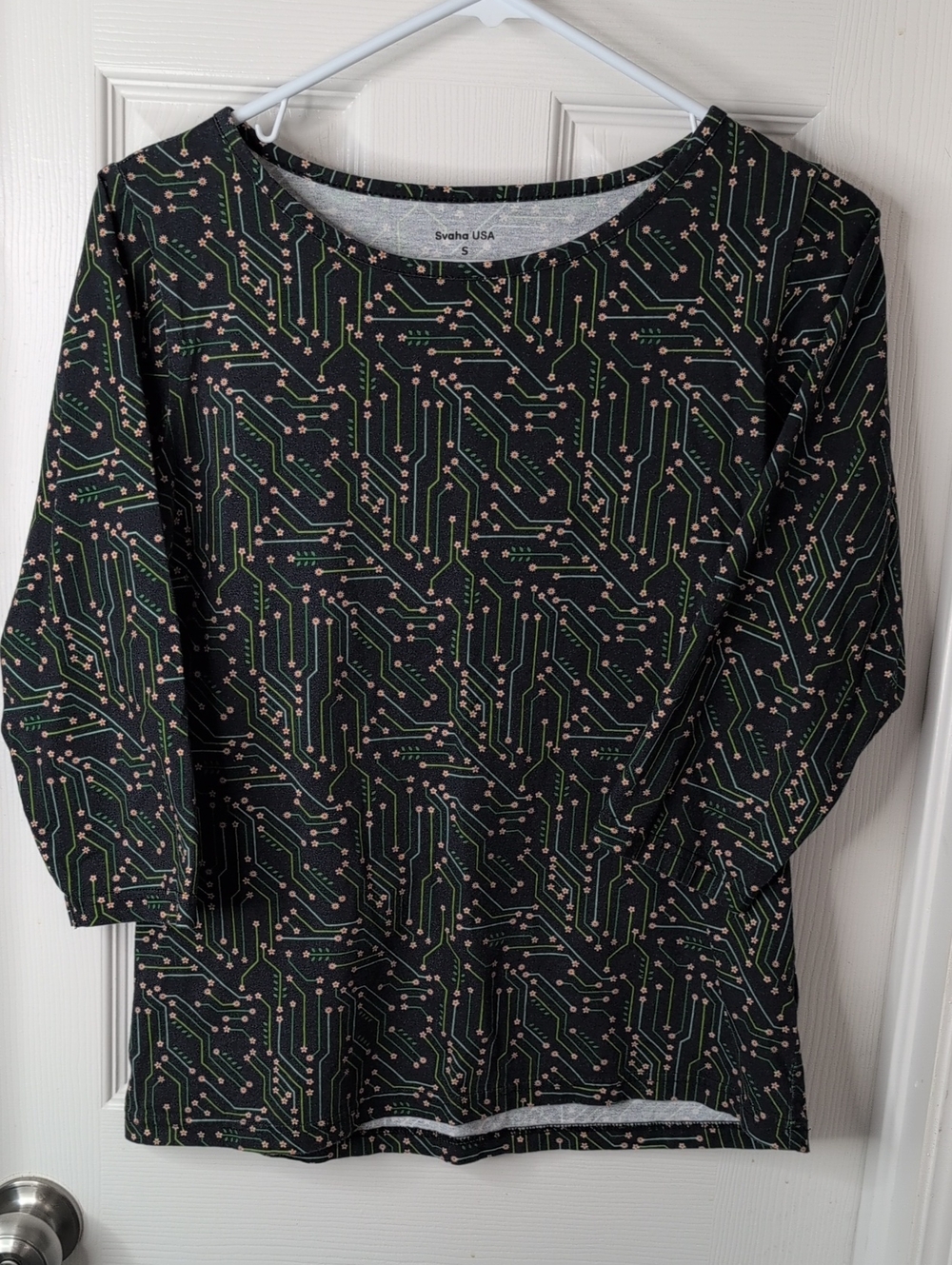 Svaha USA Circuit Flowers Maria Tunic Top S STEM Engineering Tech Teacher Size S